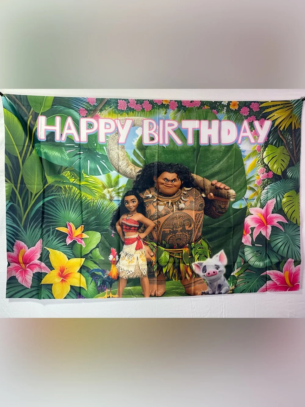 Moana Happy Birthday Backdrop Banner 5x3Ft.